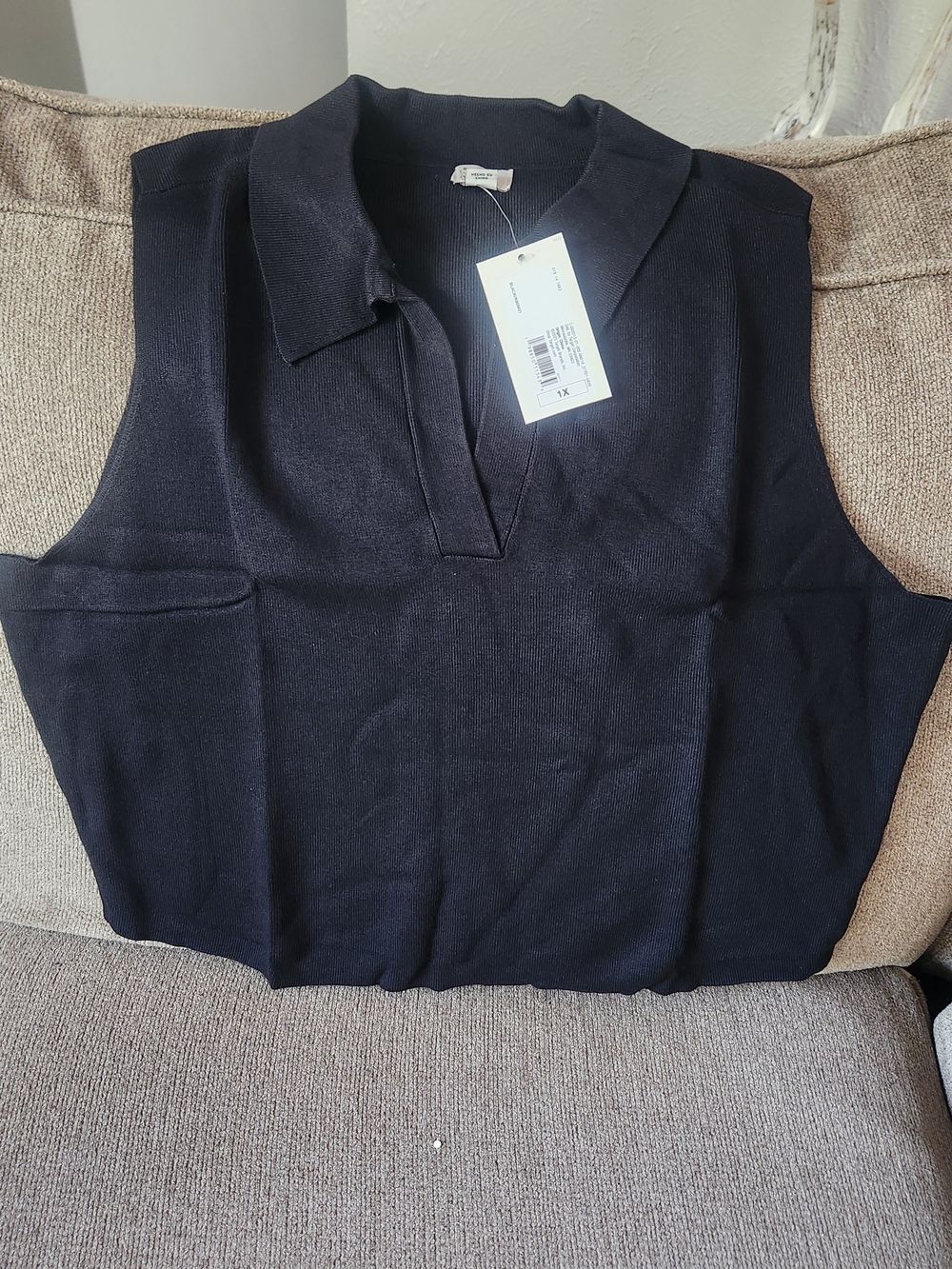 a new day Black Sleeveless Polo Knit Tank Top